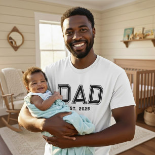 Dad Established Bold Black Year New Dad Gift T-Shirt