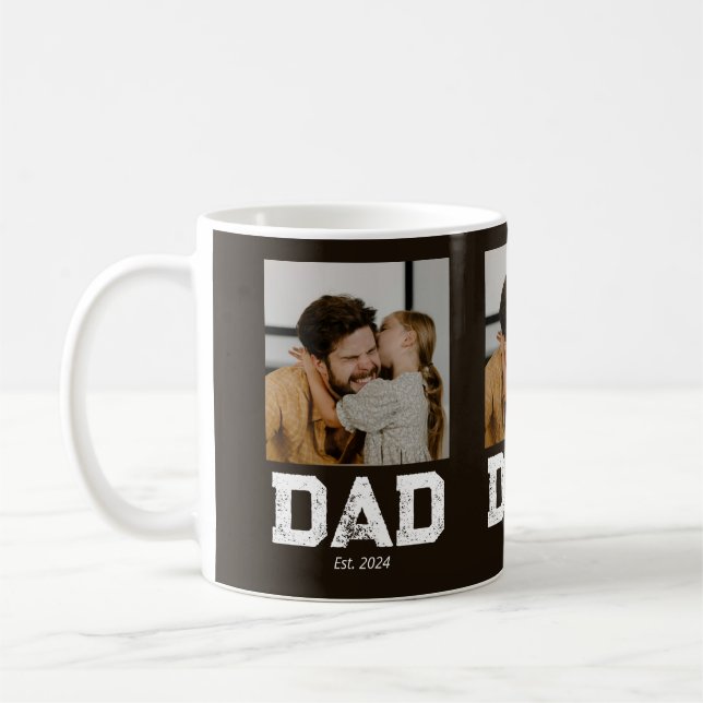 Dad Established Bold Dad Black 3 Photo Coffee Mug (Left)
