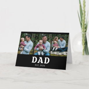 Dad Established Bold Modern Black 3 Photo Card