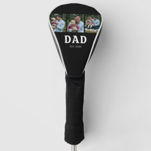 Dad Established Bold Modern Black 3 Photo Golf Head Cover