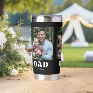 Dad Established Bold Modern Black 3 Photo Insulated Tumbler
