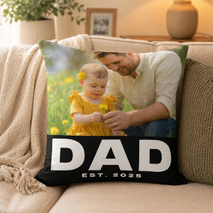 Dad Established Bold Modern Photo Cushion