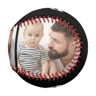 Dad Established Bold Typography Black 3 Photo Baseball
