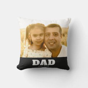 Dad Established Bold White & Black Photo Cushion