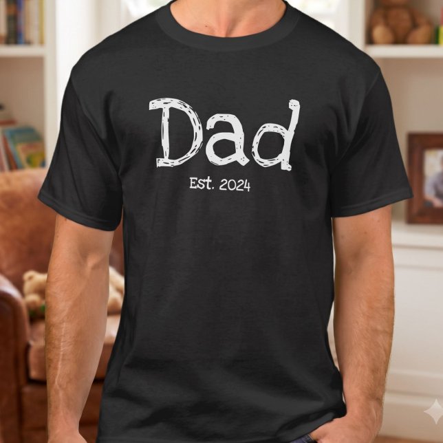 Dad Established Bold White Text Black T-Shirt (Creator Uploaded)