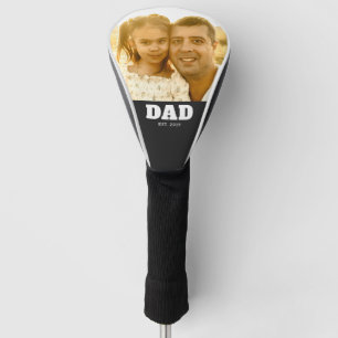 Dad Established Bold White Text Photo Golf Head Cover