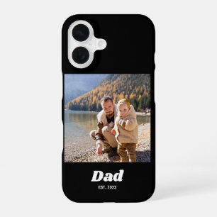 Dad Established Bold White Typography Photo iPhone 16 Case