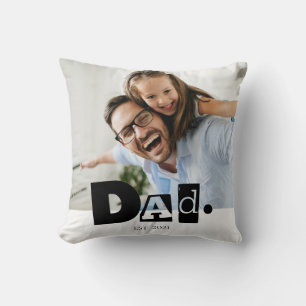 Dad Established Custom Family Photo Modern Cushion