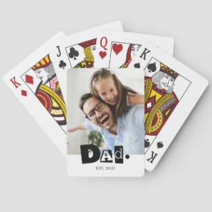 Dad Established Custom Family Photo Modern Playing Cards