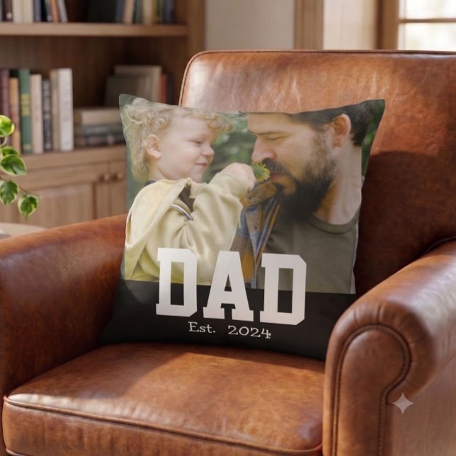 Dad Established Custom Modern Bold Text Cushion (Creator Uploaded)