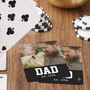 Dad Established Custom Modern Bold Text Playing Cards