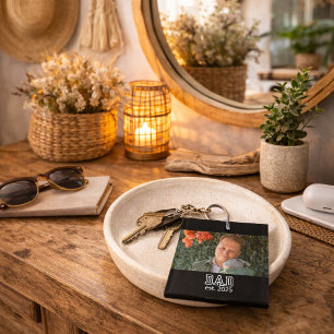 Dad Established Custom Year Photo Father Keepsake Key Ring