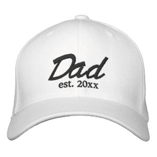 Dad Established date black & white custom script Embroidered Hat