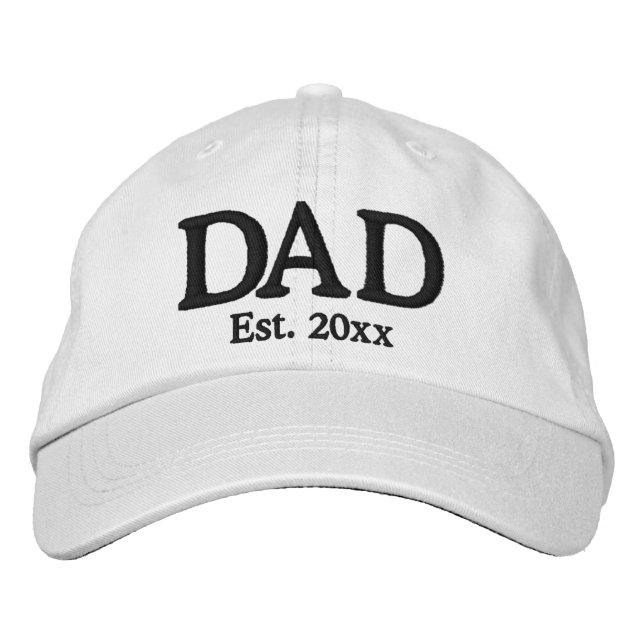 Dad Established date white black custom modern Embroidered Hat (Front)