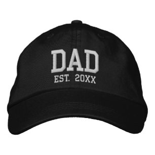 Dad Established date white custom athletic text  Embroidered Hat