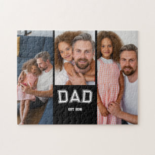 Dad Established Elegant 3 Photo Gifts Jigsaw Puzzle