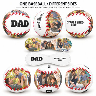 Dad Established Father Child Photo Keepsake Baseball