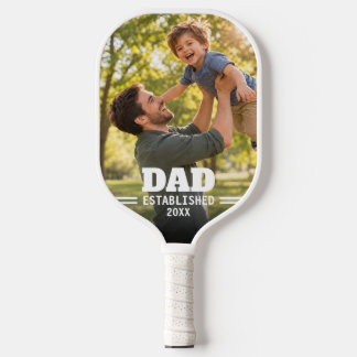 Dad Established Fatherhood Photo Gift Pickleball Paddle