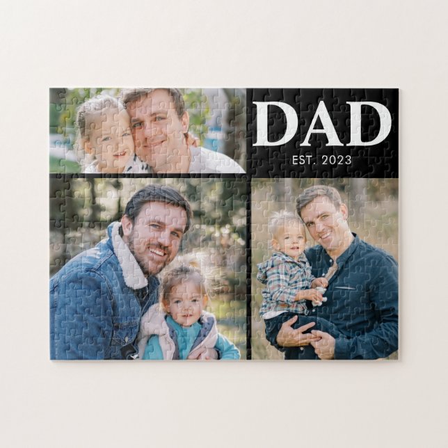 Dad Established Fathers Day 3 Photo Jigsaw Puzzle (Horizontal)