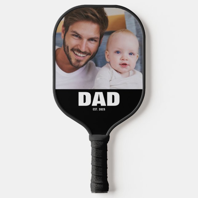 Dad Established Fun Photo Pickleball Paddle (Front)