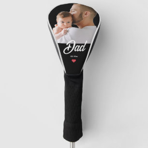 Dad Established Fun Script Photo Heart Gift Golf Head Cover