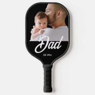 Dad Established Fun Script Photo Pickleball Padd Paddle