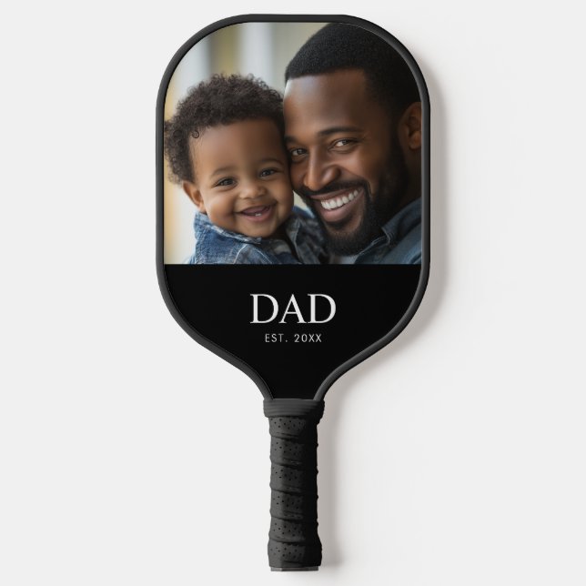 Dad Established Fun Simple Photo  Pickleball Paddle (Front)