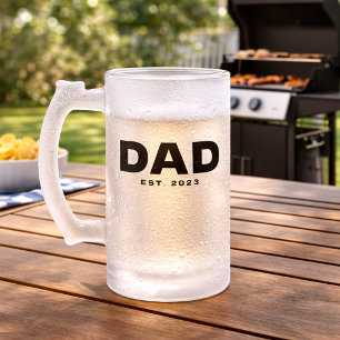 Dad Established Gift for Dad Frosted Glass Beer Mug