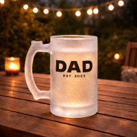 Dad Established Gift for Dad Frosted Glass Beer