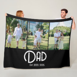 Dad Established Grunge text 3 photo Fleece Blanket