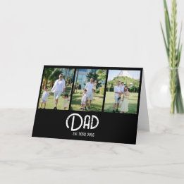 Dad Established Grunge Text 3 Photo Thank You Card