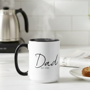 Dad Established Minimal Modern Script Black Mug