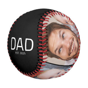 Dad Established Modern Black 3 Photo Collage Baseball