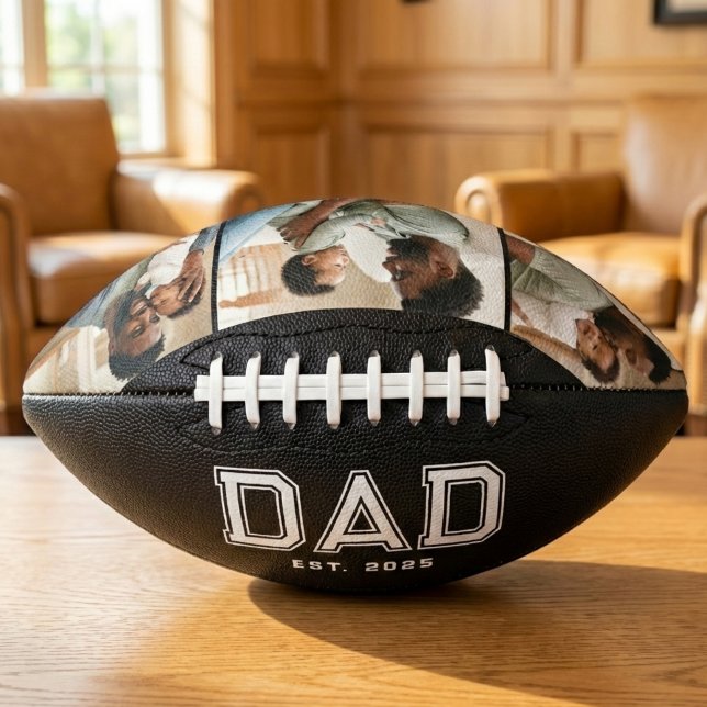 Dad Established Modern Bold Black 3 Photo American Football (Creator Uploaded)