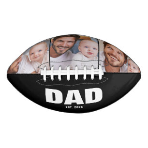 Dad Established Modern Bold Black 3 Photo Collage American Football