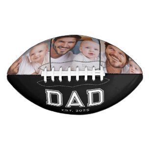 Dad Established Modern Bold Black 3 Photo Collage American Football