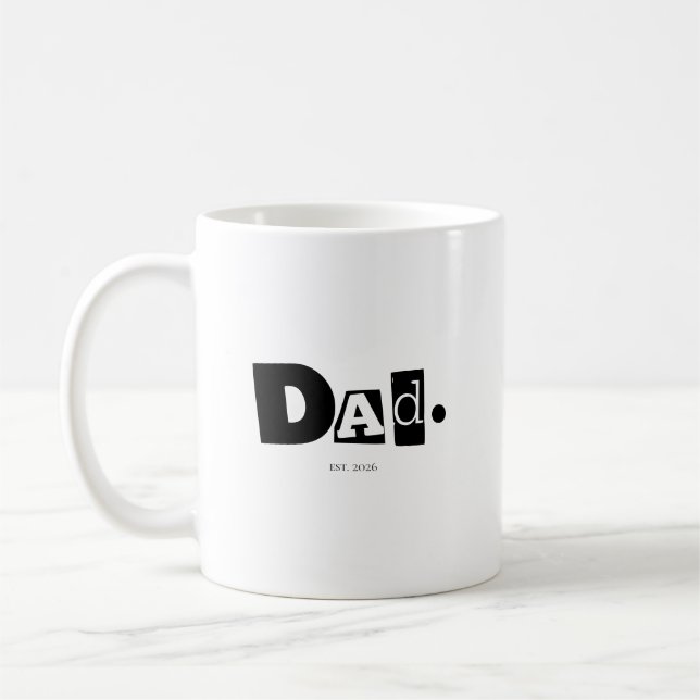 Dad Established Modern Bold Custom Year Coffee Mug (Left)