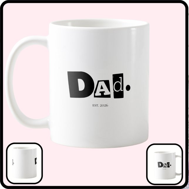 Dad Established Modern Bold Custom Year Coffee Mug (Creator Uploaded)