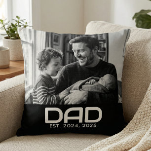 Dad Established Modern Bold Photo Cushion
