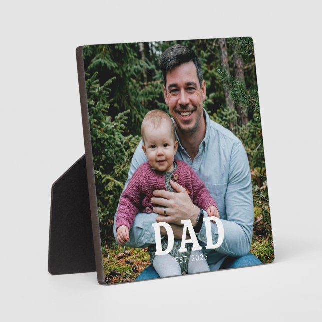 Dad Established Modern Bold Photo Gift  Plaque (Front)