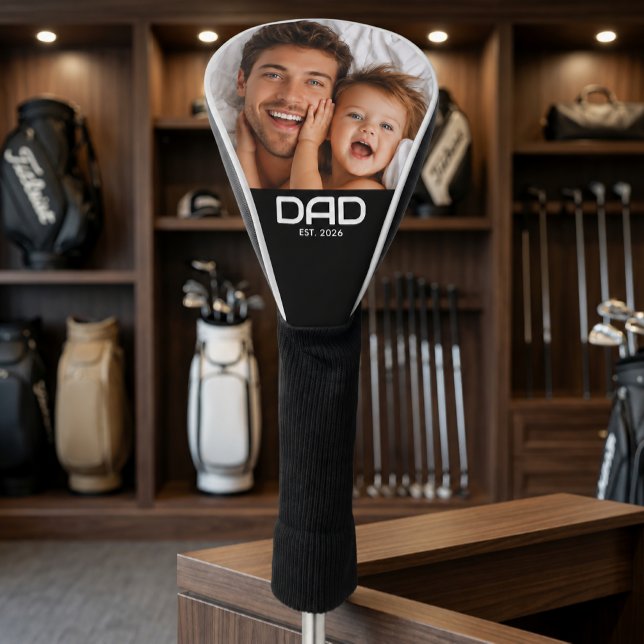 Dad Established Modern Bold Photo Golf Head Cover (Creator Uploaded)