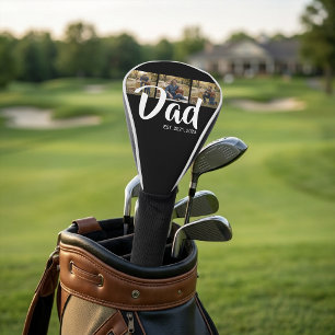Dad Established Modern Bold Script Black 3 Photo Golf Head Cover