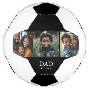 Dad Established Modern Bold Simple Black 3 Photo Football