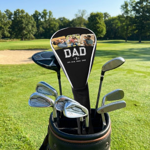 Dad Established Modern Bold White 3 Photo Golf Head Cover