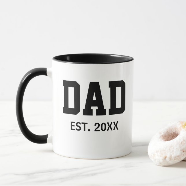 Dad Established Modern Coffee Mug (With Donut)