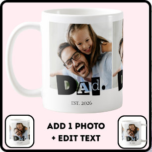 Dad Established Modern Custom Photo Coffee Mug