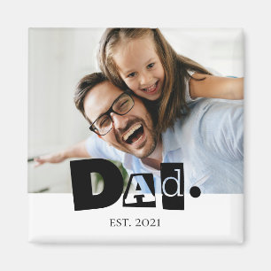 Dad Established Modern Custom Photo Magnet