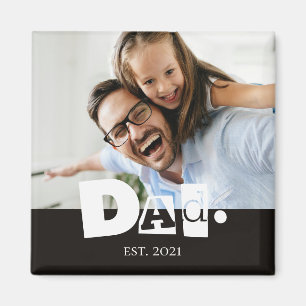 Dad Established Modern Custom Photo Magnet