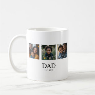Dad Established Modern Minimalist 3 Photo Coffee Mug