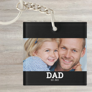 Dad Established Modern Photo Key Ring
